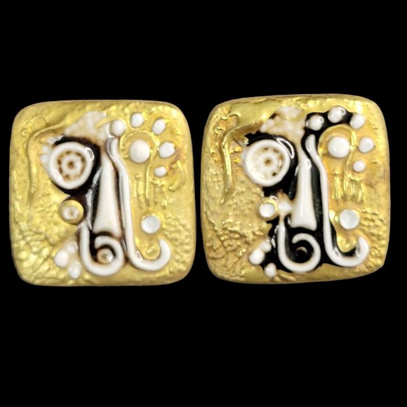 Anton Michelsen Denmark Cubism Clip Earrings Royal Copenhagen Sterling Gold